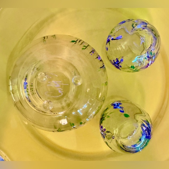 Signed Hand Painted Wisteria Bowl & Cup Set - Picture 9 of 10